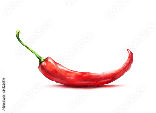Quadro em tela Chilli. Figure hot pepper isolated on white background