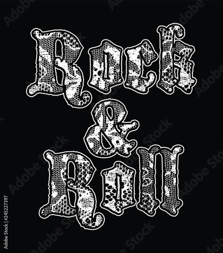 Rock print with metal studs in vector.