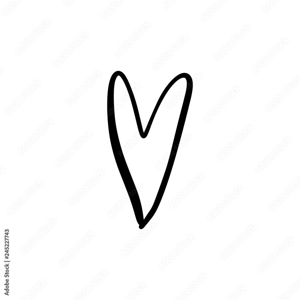 Vector hand drawn simple ink heart illustration. Love symbol. Decor element for logo, label, emblem and other. Vector hand drawn simple ink heart illustration. Love symbol. Decor element for logo, label, emblem and other.