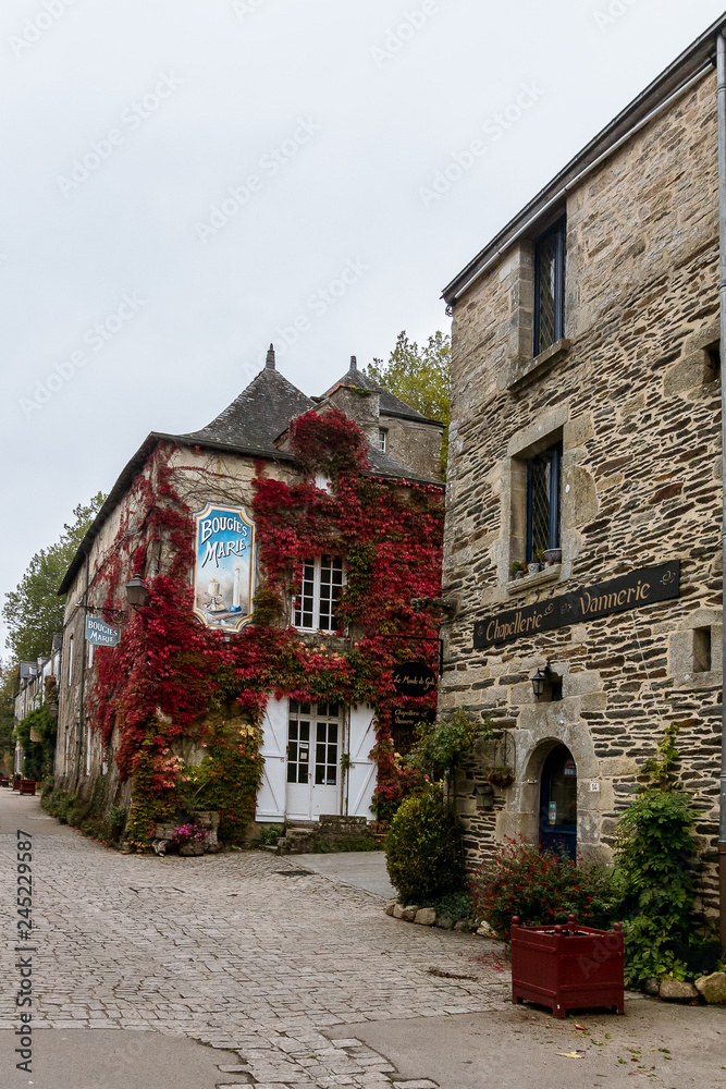 Street of Rochefort-en-Terre, department of Morbihan in the region of Brittany. France