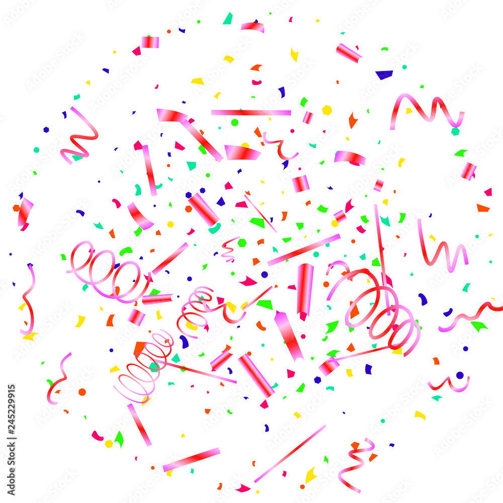 Colorful confetti on white background. Colorful confetti on white background.