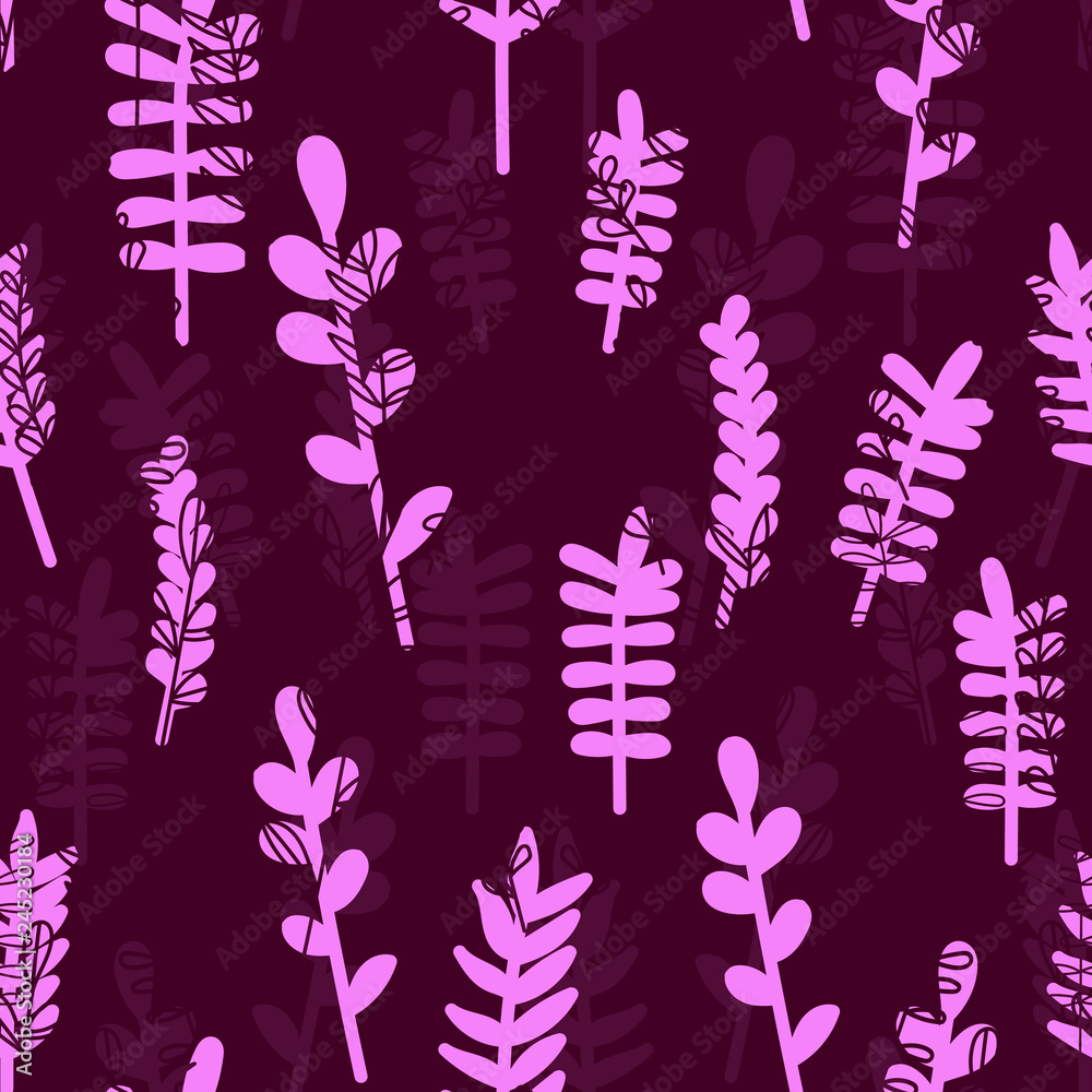 Seamless pattern jungle foliage plants and foliage cute seamless pattern. Vector outline leaves Seamless pattern jungle foliage plants and foliage cute seamless pattern. Vector outline leaves
