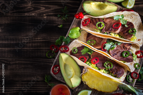 Beef tongue tacos background