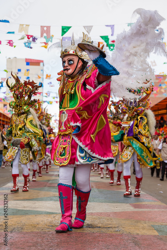 Oruro canival procession and masked dancers in  Bolivia photo