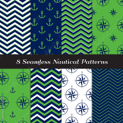 Nautical Navy Blue, Green a...