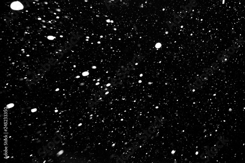 snow on a black background  falling snow at night  texture with white spots on a black background