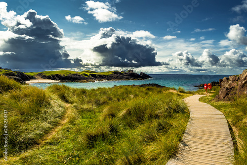 Spectacular Sandy Clachtoll Beach And Atlantic Coast Near Lochinver In Scotland photo