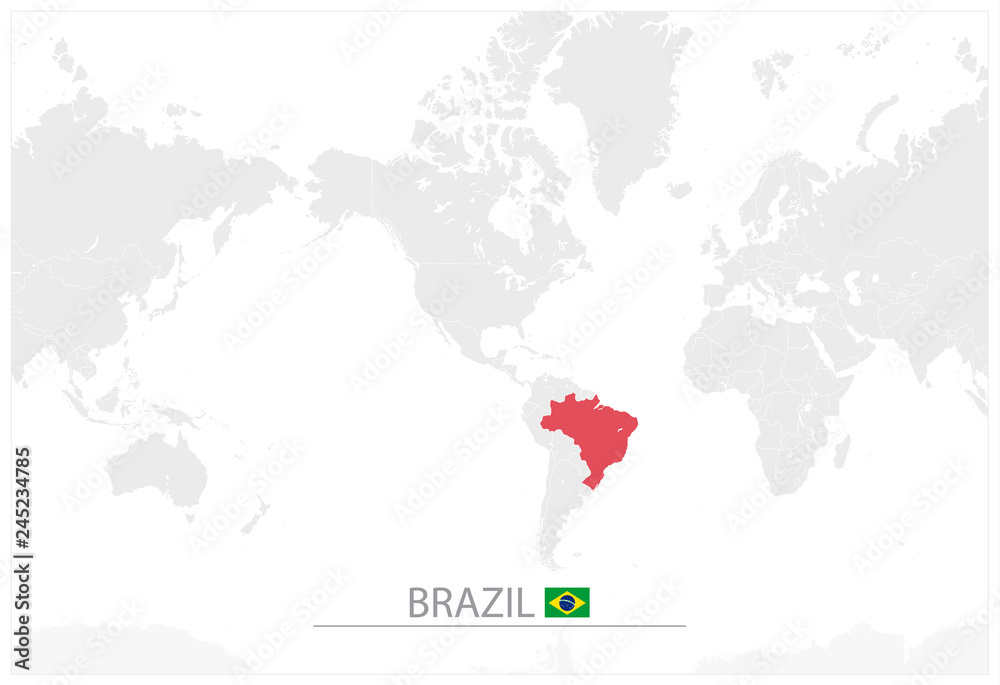 Fototapeta premium World Map with identification of Brazil