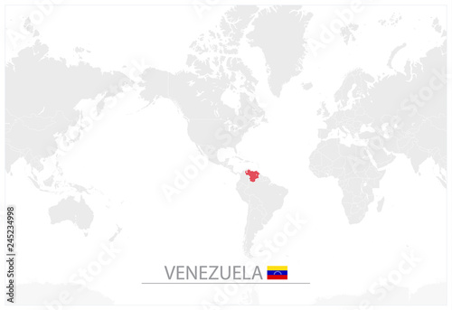 World Map with identification of Venezuela