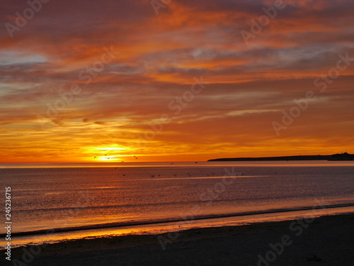 Red sunrise on the Atlantic Ocean