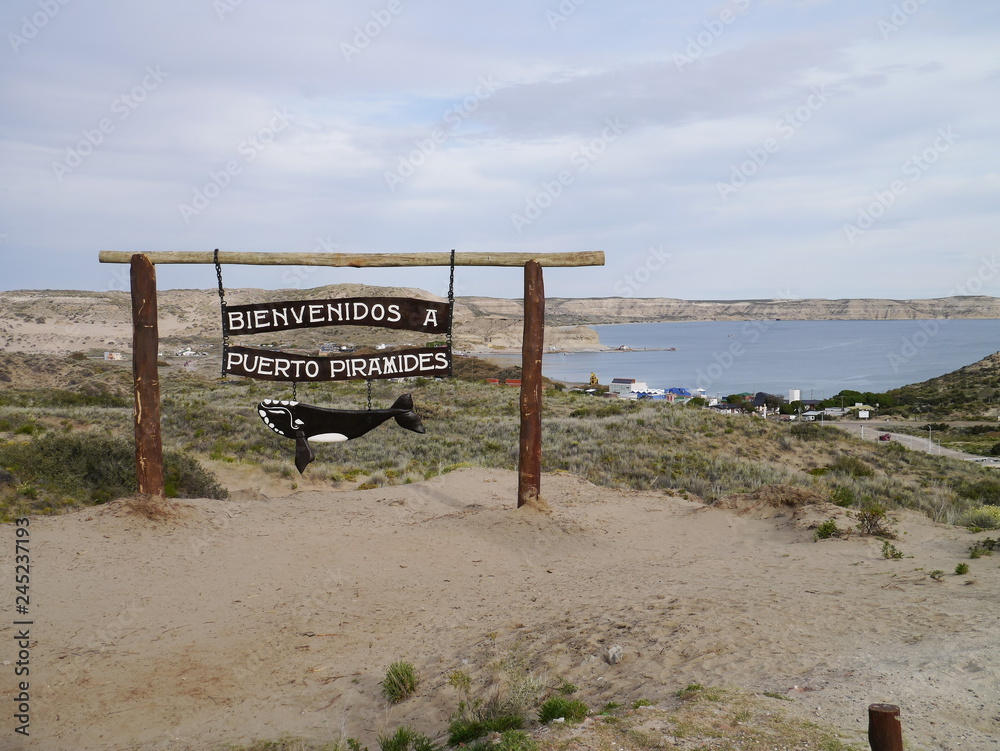The bay of Puerto Pyramides, in the natural reserve Peninsula Valdes