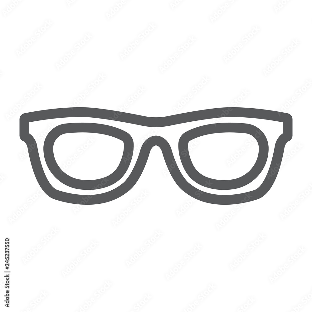 Fototapeta premium Sunglasses line icon, accessory and glasses, eyeglasses sign, vector graphics, a linear pattern on a white background.
