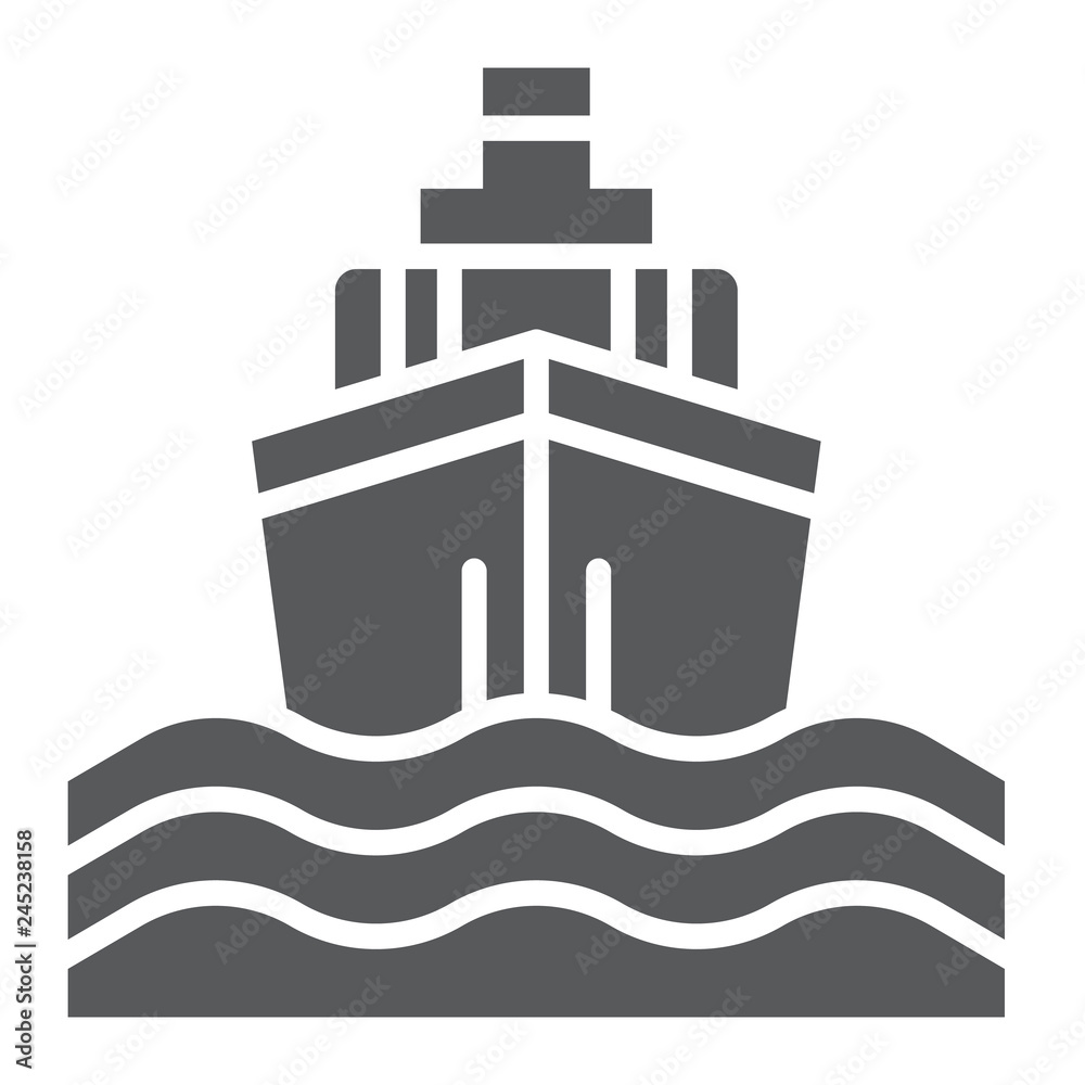 Yacht boat trip glyph icon, journey and cruise, ship sign, vector graphics, a solid pattern on a white background.