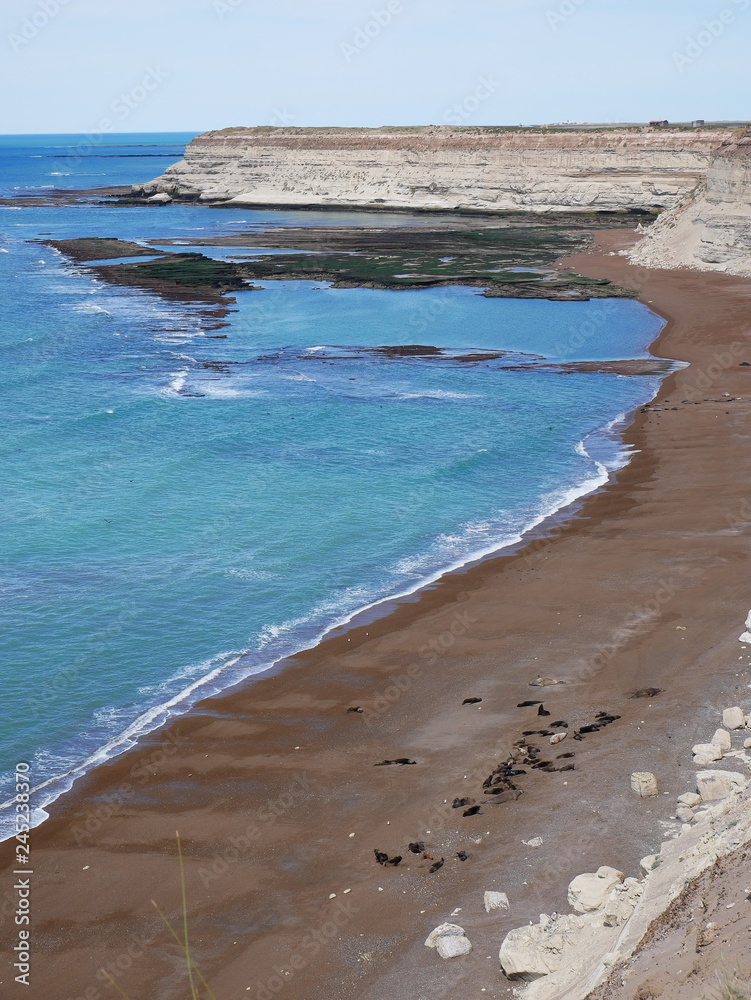 The atlantic ocean coastline along Peninsula Valdes