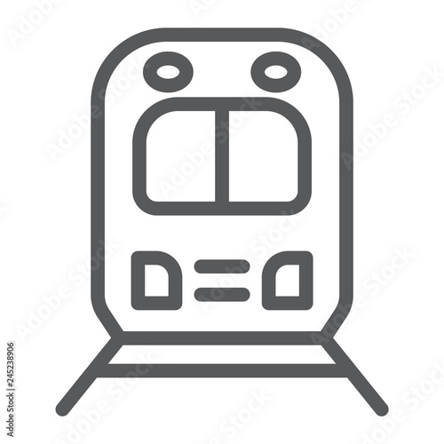 Rail road trip line icon, transport and railway, locomotive sign, vector graphics, a linear pattern on a white background.