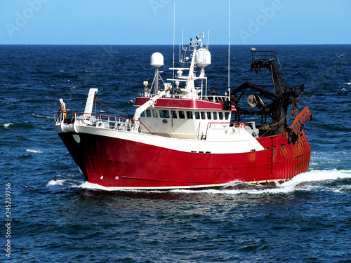 Fishing Boat underway at sea to fishing grounds.