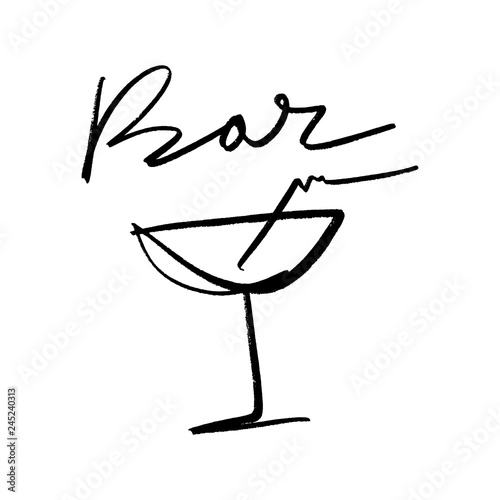 Glass of cocktail vector illustration line art