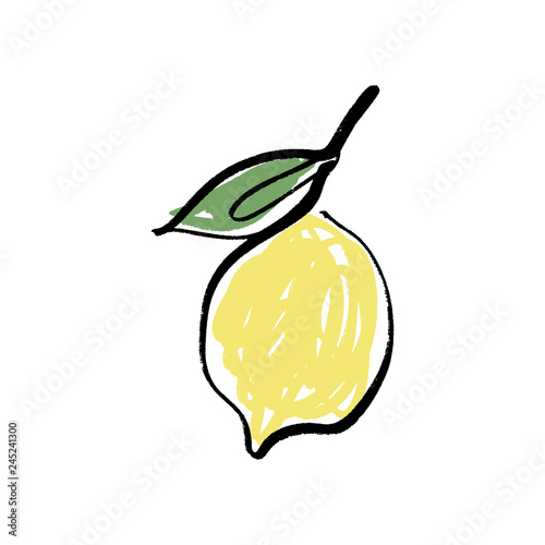 Vector lemon one line art logo in color