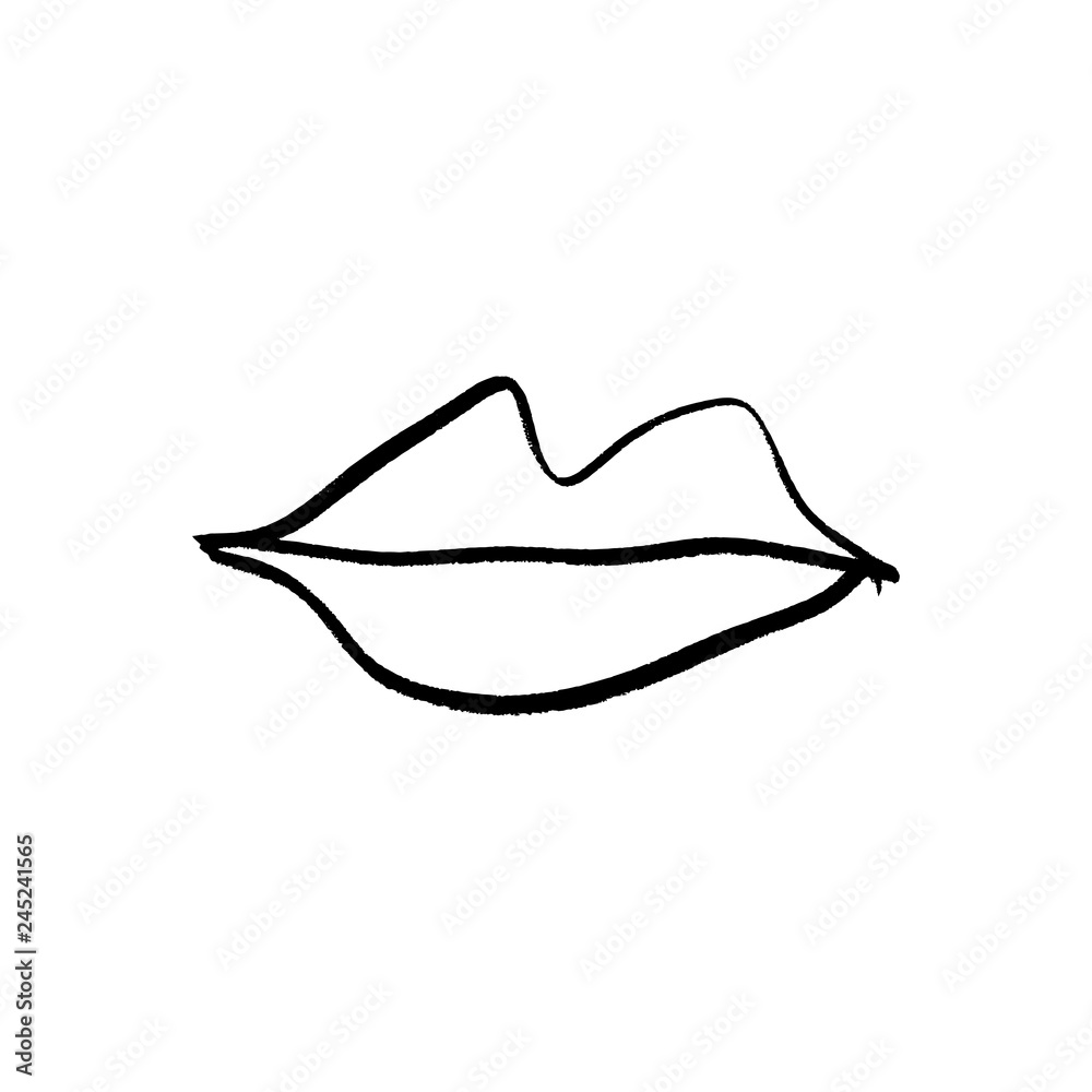 Vector hand drawn lips symbol, logo or label, print for clothes and other, element for design and other Vector hand drawn lips symbol, logo or label, print for clothes and other, element for design and other