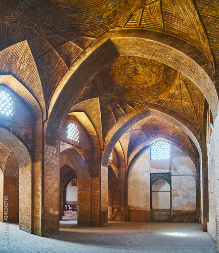 The medieval brick shabestan of Jameh Mosque, Isfahan, Iran photo