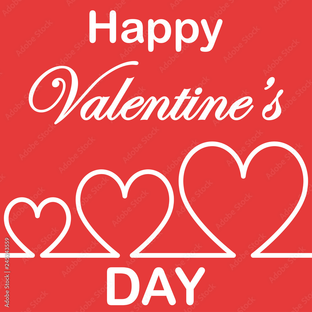 Valentine's day postcard three heart Valentine's day postcard three heart