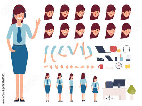 Call center or customer service character creation for animation. Ready for animated.