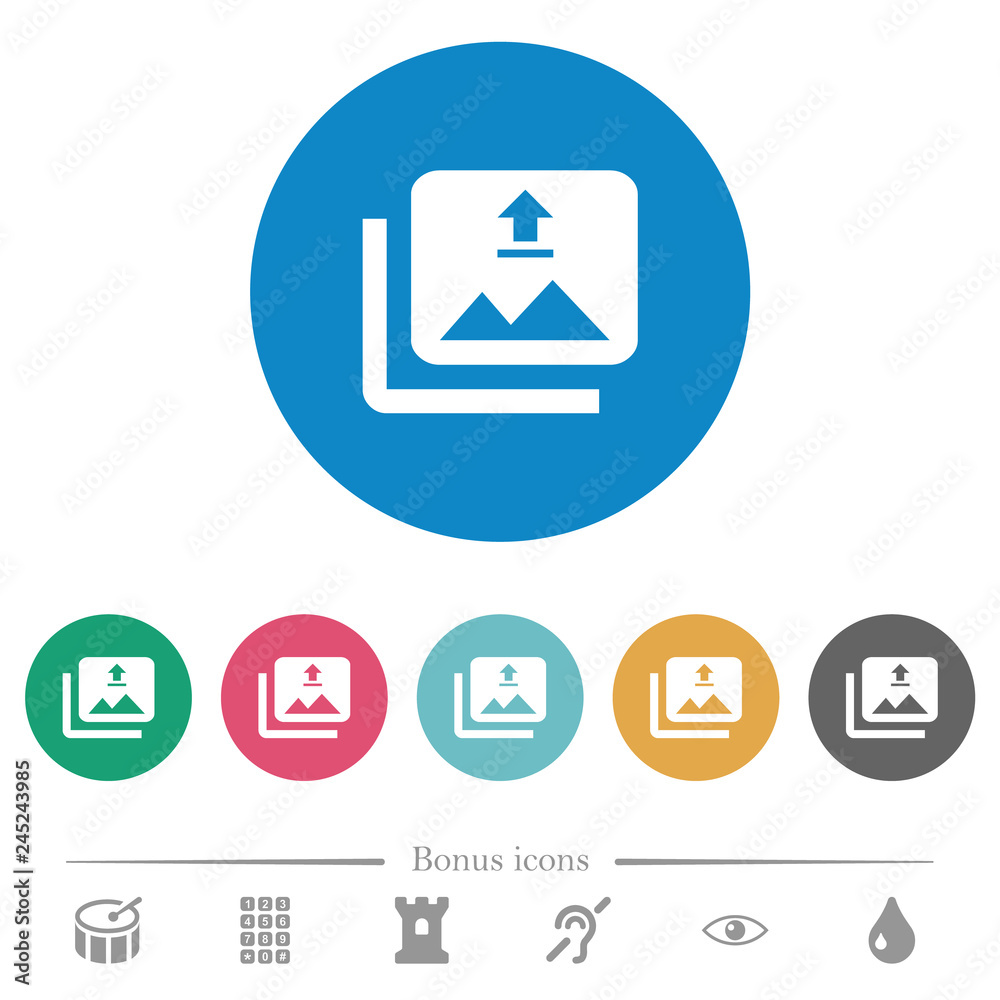 Upload multiple images flat round icons Upload multiple images flat round icons