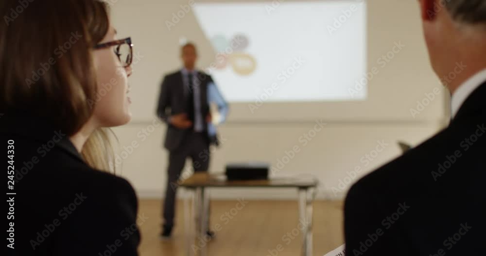 4K Business man & woman asking questions to the manager in a meeting 4K Business man & woman asking questions to the manager in a meeting