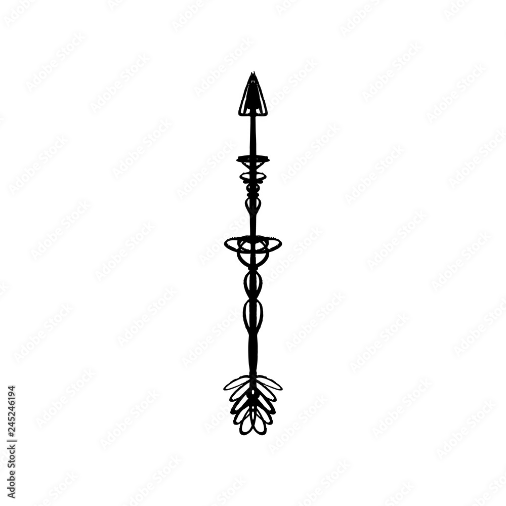 Arrow ornate boho hippie tribal style tattoo black outline Arrow ornate boho hippie tribal style tattoo black outline