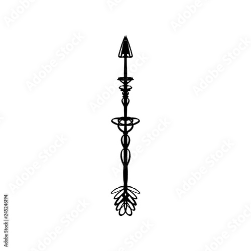 Arrow ornate boho hippie tribal style tattoo black outline