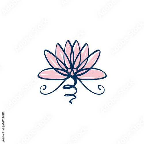 Lotus, harmony and Universe symbol, sacred geometry. Ayurveda and balance logo or label