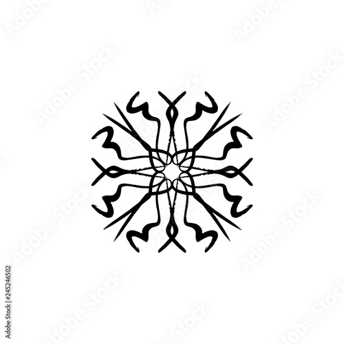 Vector snowflake, stylized ink drawing, simple brush paint, ornate star, holiday symbol, hand drawn