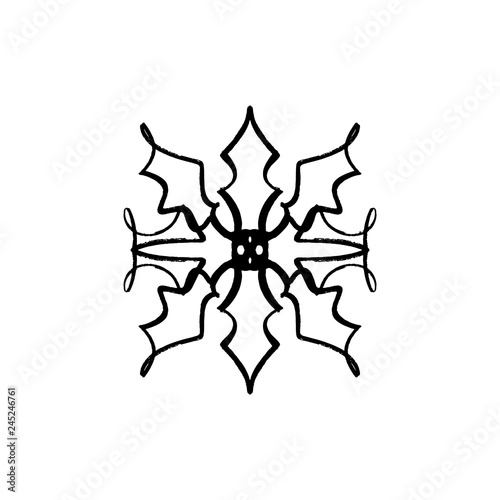 Vector snowflake, stylized ink drawing, simple brush paint, ornate star, holiday symbol, hand drawn