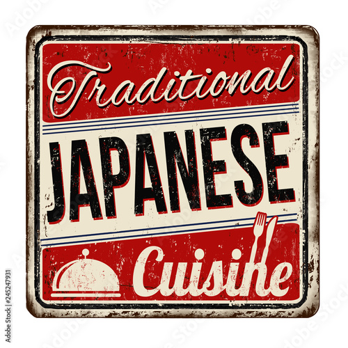 Traditional japanese cuisine vintage rusty metal sign