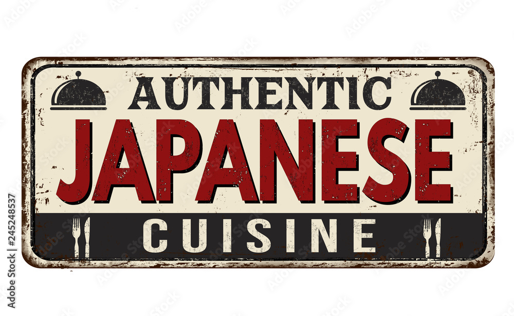 Authentic japanese cuisine vintage rusty metal sign