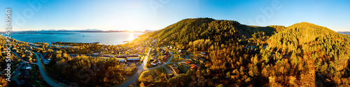Obraz na plátně Aerial view of residential area in Molde, Norway in the evening