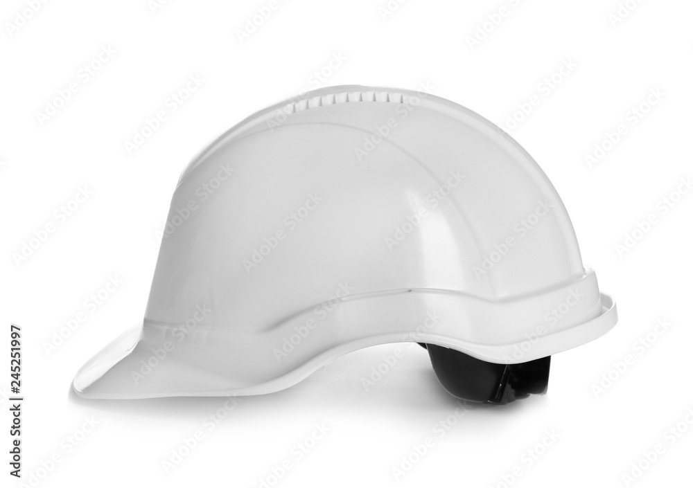 Protective hard hat on white background. Safety equipment Protective hard hat on white background. Safety equipment