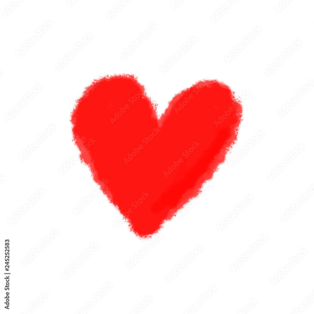 Red heart isolated on white background. Valentine's Day stylish postcard element. Hand drawn painting Red heart isolated on white background. Valentine's Day stylish postcard element. Hand drawn painting