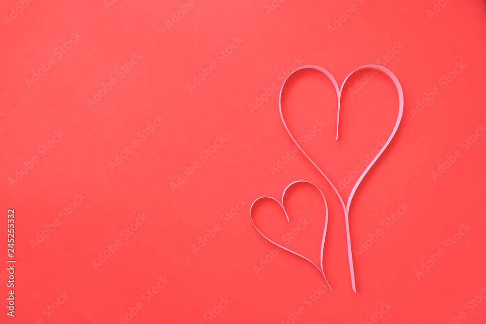 Heart paper on the background of red art paper valentine