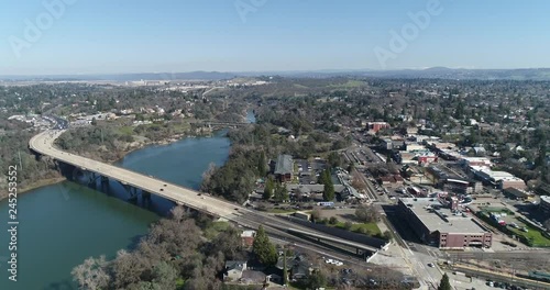 aerial toward rainbow bridge in Folsom California photo