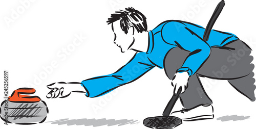 man curling player vector illustration