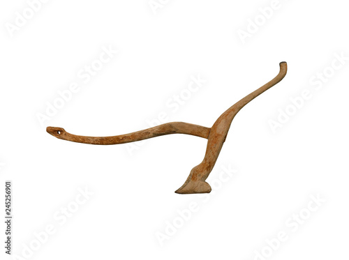 Canvastavla Agricultural old manual plow isolated over white background