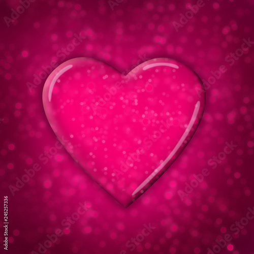 Pink heart on pink sparkling background
