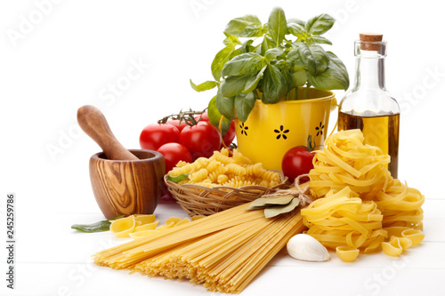 Raw ingredients for Italian pasta
