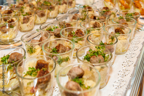 Appetizers in small glasses