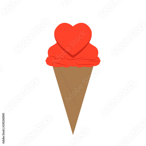 Isoalted icecream cone with a heart. Vector illustration design