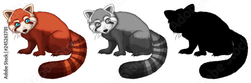 Set of red panda character