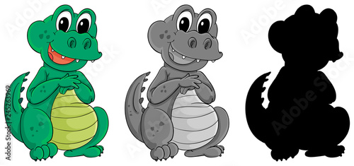 Set of crocodile character