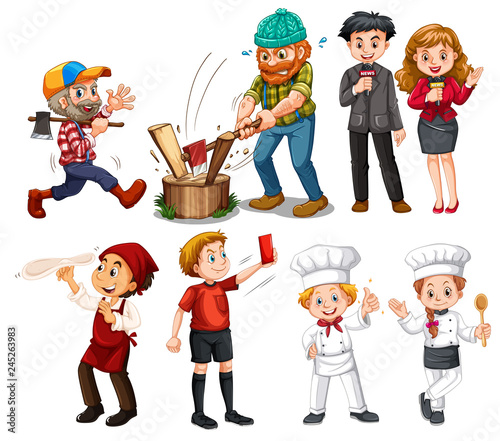 Set of people with different job