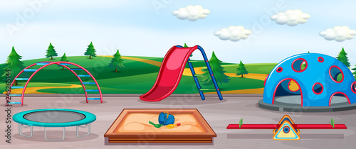 Empty playground and fun equipment